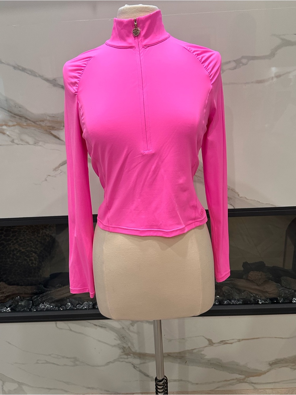 NWT Lilly Pulitzer Justine Crop Half Zip  Prosecco Pink Crop Half-Zip Size L